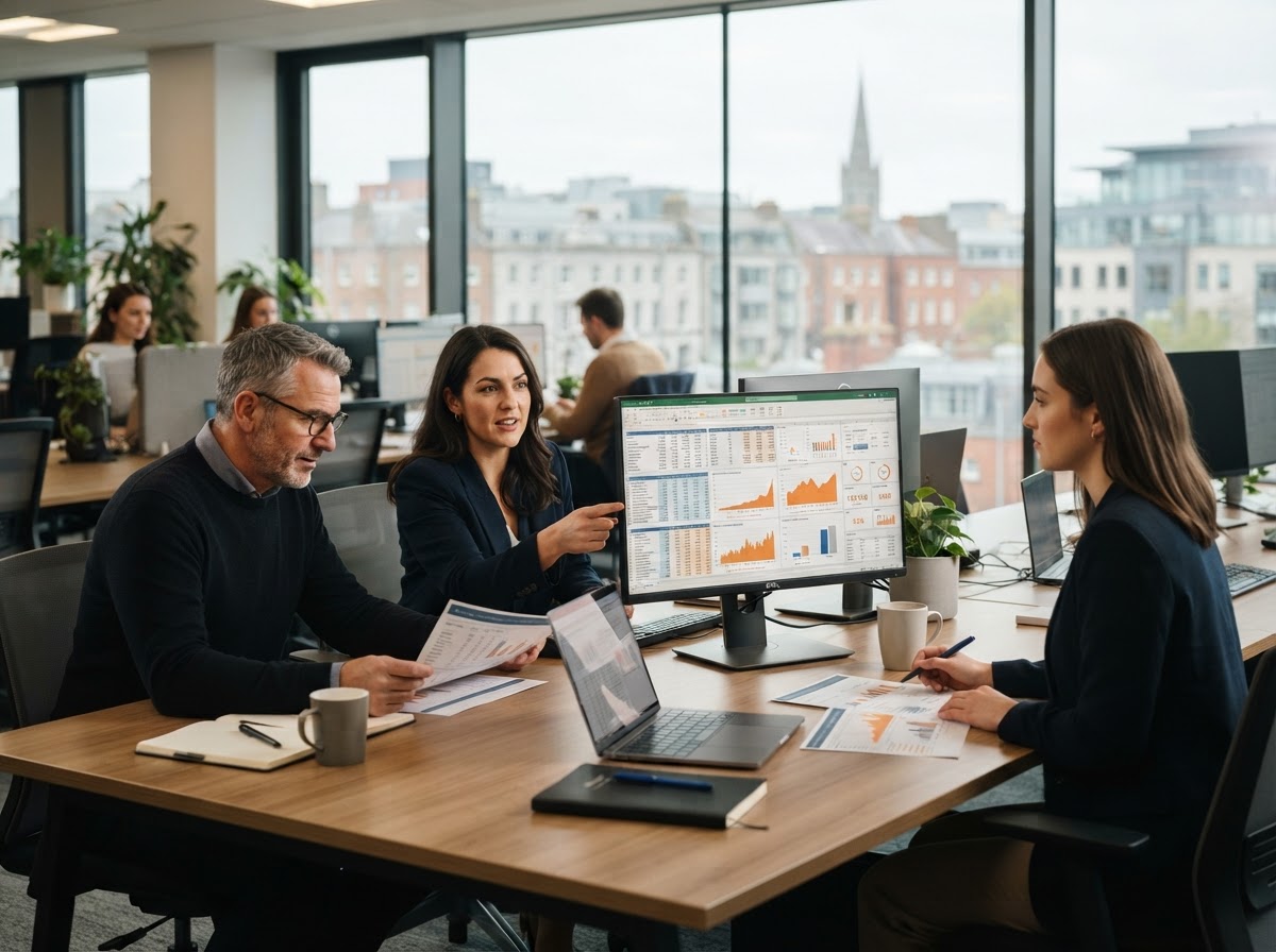 Core-Vaultro n720 team reviewing consolidated exchange data on screen